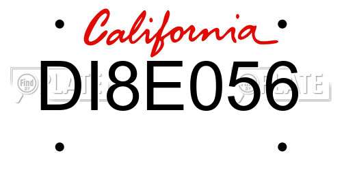 DI8E056 California License Plate