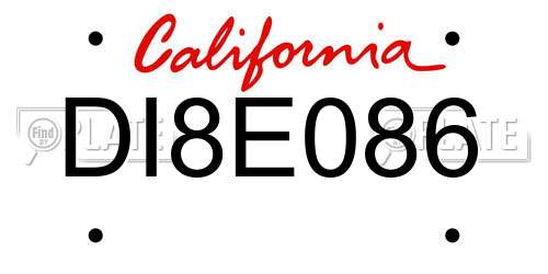 DI8E086 California License Plate