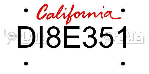 DI8E351 California License Plate