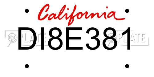 DI8E381 California License Plate