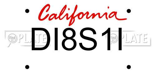DI8S1I California License Plate