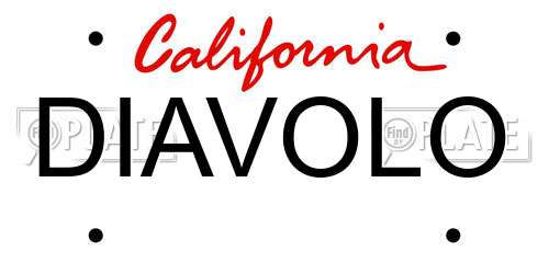DIAVOLO California License Plate