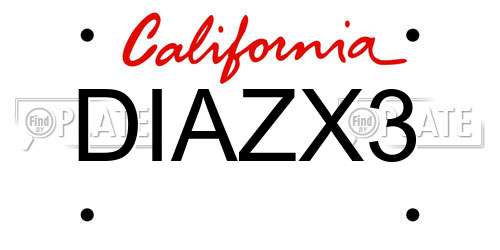 DIAZX3 California License Plate