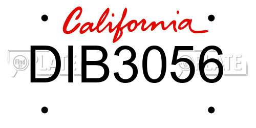 DIB3056 California License Plate