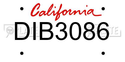 DIB3086 California License Plate
