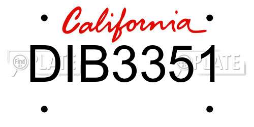 DIB3351 California License Plate