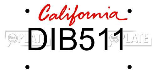 DIB511 California License Plate