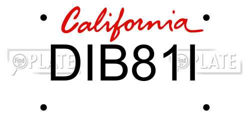 DIB81I California License Plate