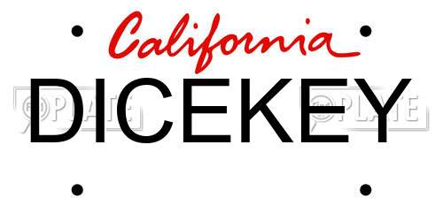 DICEKEY California License Plate
