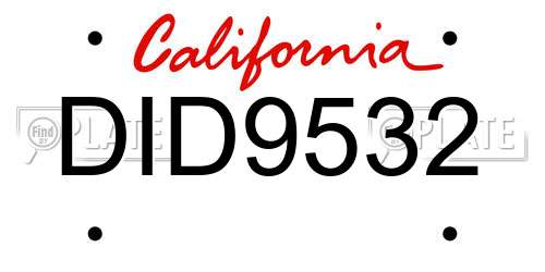 DID9532 California License Plate