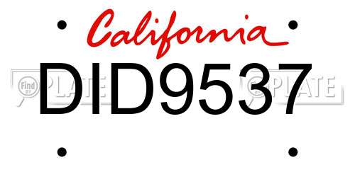 DID9537 California License Plate