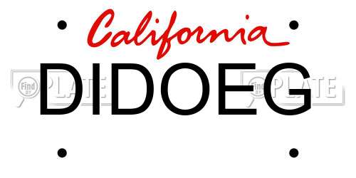 DIDOEG California License Plate