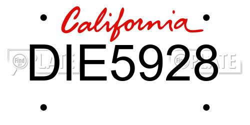 DIE5928 California License Plate