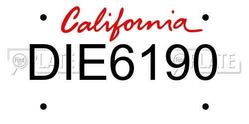 DIE6190 California License Plate