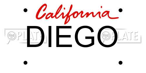 DIEGO California License Plate