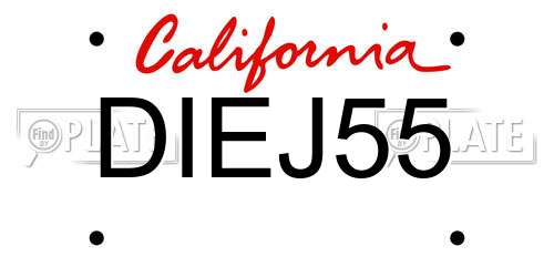 DIEJ55 California License Plate