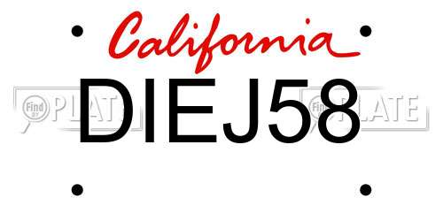 DIEJ58 California License Plate