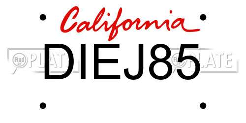 DIEJ85 California License Plate
