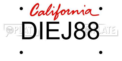DIEJ88 California License Plate