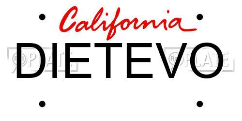 DIETEVO California License Plate