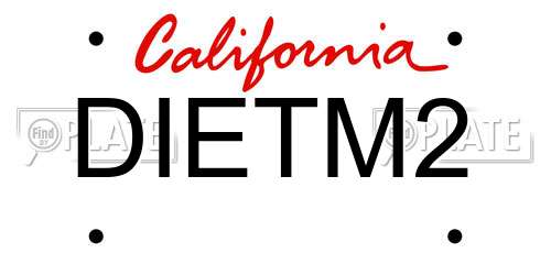 DIETM2 California License Plate