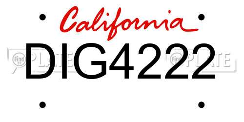 DIG4222 California License Plate