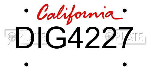DIG4227 California License Plate