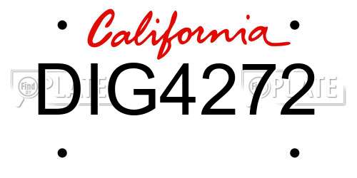 DIG4272 California License Plate