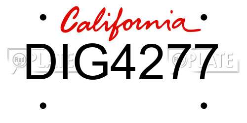 DIG4277 California License Plate