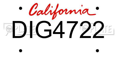 DIG4722 California License Plate