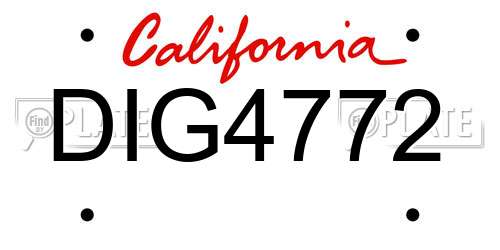 DIG4772 California License Plate