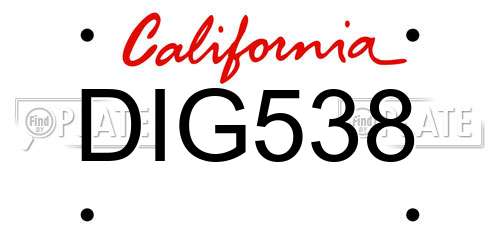 DIG538 California License Plate