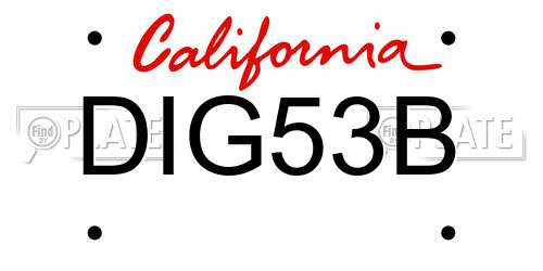 DIG53B California License Plate