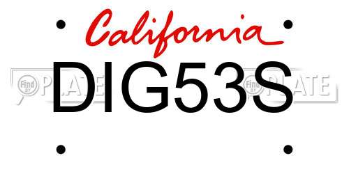 DIG53S California License Plate