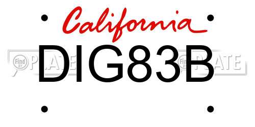 DIG83B California License Plate