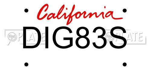 DIG83S California License Plate