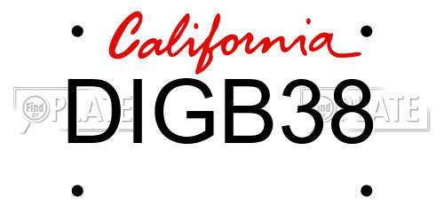 DIGB38 California License Plate