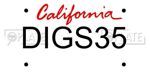 DIGS35 California License Plate