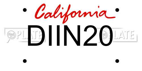 DIIN20 California License Plate