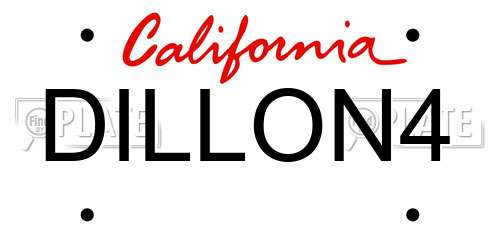 DILLON4 California License Plate