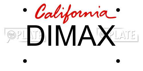 DIMAX California License Plate