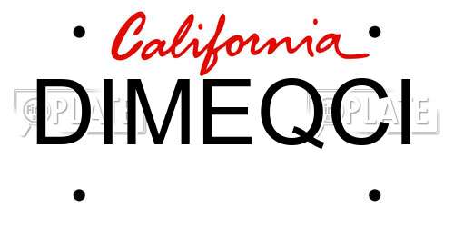 DIMEQCI California License Plate
