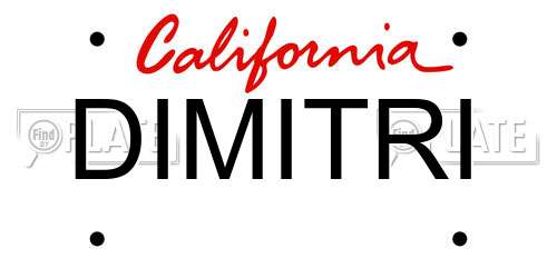 DIMITRI California License Plate