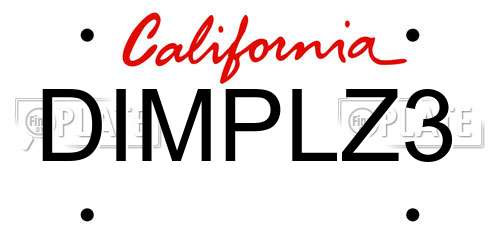 DIMPLZ3 California License Plate