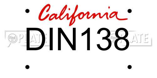 DIN138 California License Plate