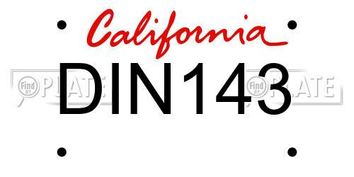 DIN143 California License Plate
