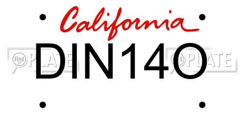 DIN14O California License Plate