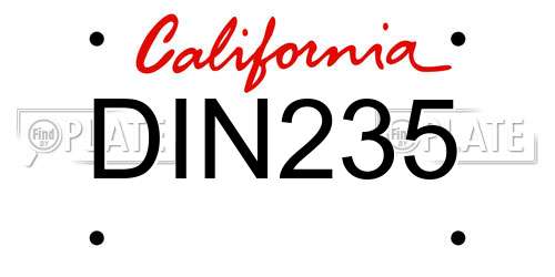 DIN235 California License Plate