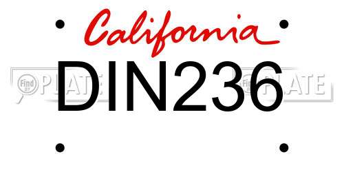 DIN236 California License Plate