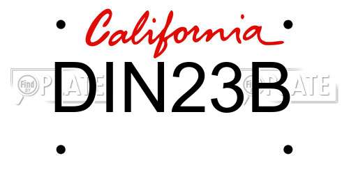 DIN23B California License Plate